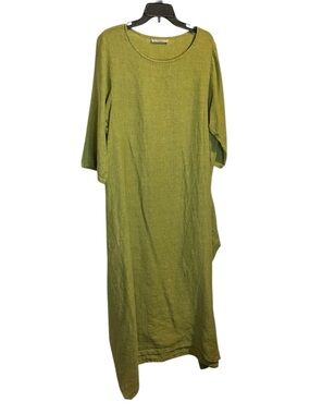 bryn Walker Green Linen Maxi Dress